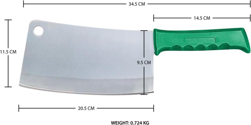 Kitchen Master 8 Inch Stainless Steel Meat Cleaver (Green) | Professional Heavy-Duty Chopper, KMK055 - Image 2